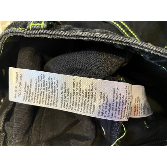 Topshop Mom Black W/ Bright Green Threading High Waisted Straight Leg Jean Sz 25 - Picture 11 of 11